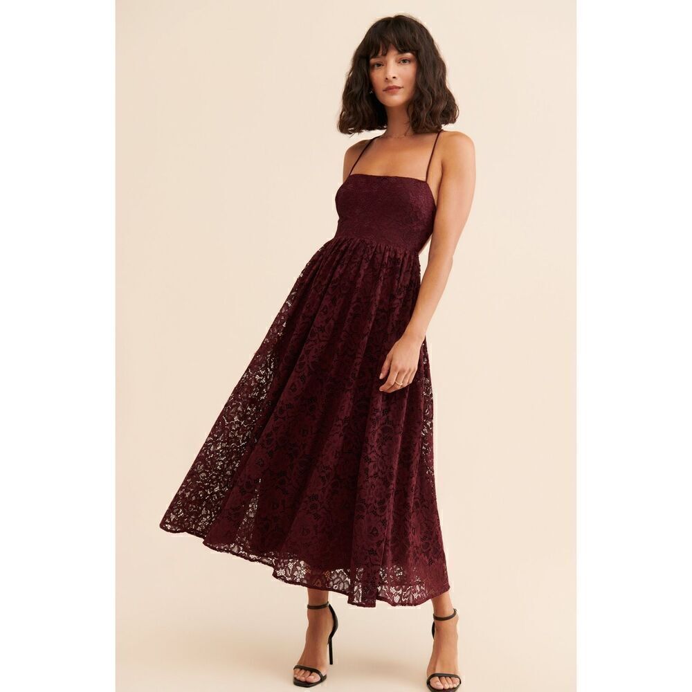 BHLDN (Anthropology) Zoe Open-Back Lace Midi Dress MSRP $248 - Picture 2 of 12